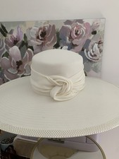 Cappelli Condici Off White Wide Pearls Beaded Trim Brim Wedding Hat Sophesticate