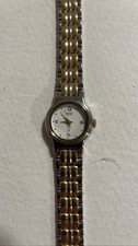Seiko Quartz Two Tone Ladies Watch White Dial Roman Numerals SX