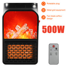 500W Electric Heater Wall Plug in Portable Ceramic Fan UK Plug with Remote UK