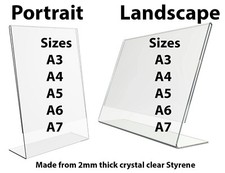 Acrylic Counter Poster Holder Perspex Leaflet Display Stand A3 A4 A5 A6 & A7