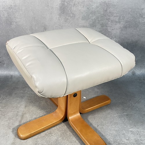 Cream footstool faux leather - faux,