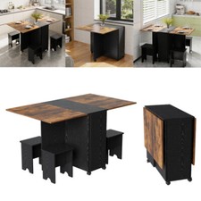 Industrial Folding Drop Leaf Butterfly Dining Table Set Kitchen Rustic Brown UK
