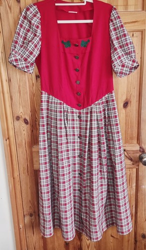 Vtg trachten dirndl dress - dress, red