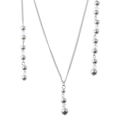 Bride crystal pearl pendant - crystal,