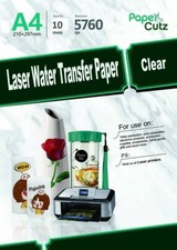 Water Slide Decal Paper A4 LASER Waterslide Transfer Paper Clear - 5 Sheets