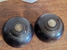 Antique Pair Queensberry Bowling club Trophy Bowls 1st Prize c1888 Lignum Vitae 