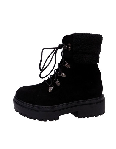 Black faux suede - black, womens