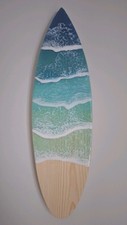 Hand Crafted Medium Resin Waves Wooden Surfboard Wall Art