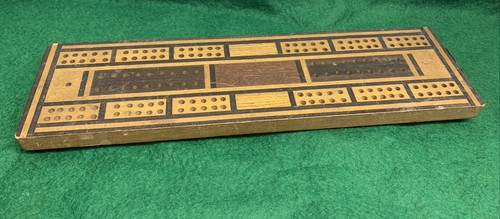 Vintage inlaid wooden cribbage - wooden,