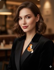 Rhinestone Enamel Fox Brooch