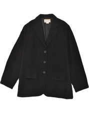 ELENA MIRO Womens 3 Button Blazer Jacket UK 14 Medium Black Wool PR05