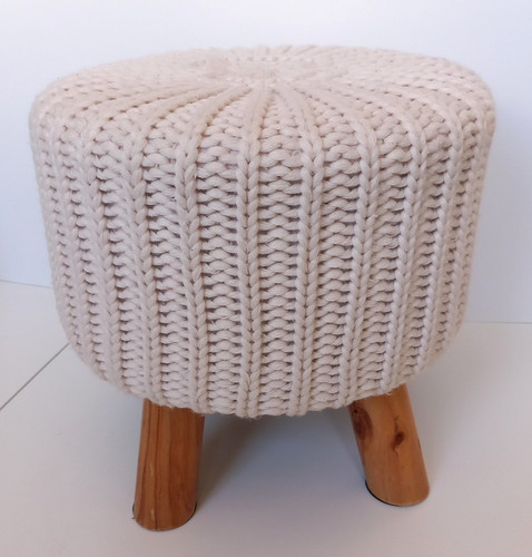 Knitted pouffe footstool with - knitted,