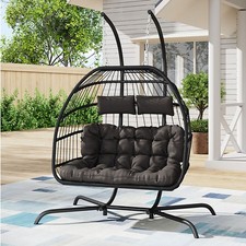 Rattan Egg Chair Swing Outdoor Garden Patio Hanging Wicker Hammock 2 Seats Chair