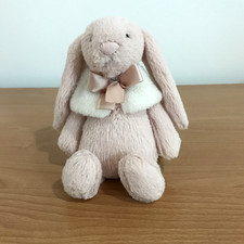 Jellycat - Bashful Blush Snow Bunny - Soft Pale Pink Rabbit / Fur Cape - Retired
