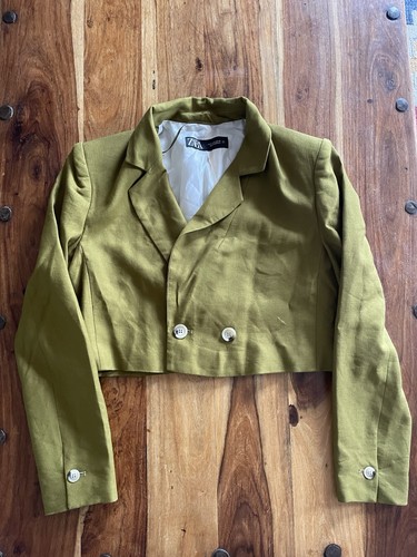 Zara cropped blazer - blazer, olive