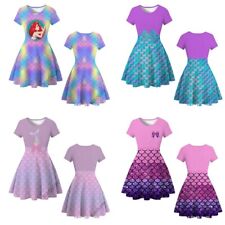 Kids Girls Ariel The Little Mermaid Princess Short Sleeve Skirt Fancy Dress Gift