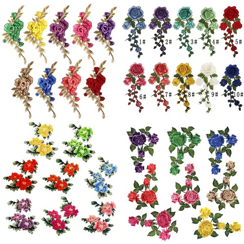 Large floral iron sew patch - sew, on