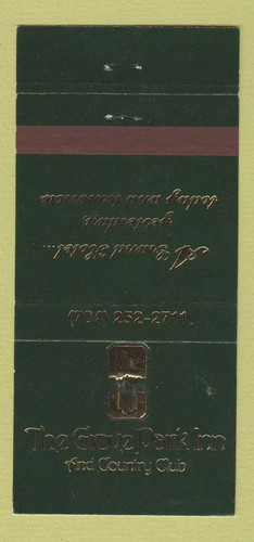 Matchbook cover grove park - cover,