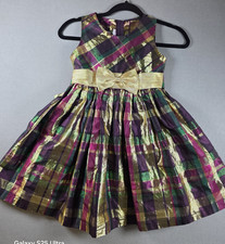Bonnie Jean Girls Plaid Metallic Dress 7 Holiday Classic