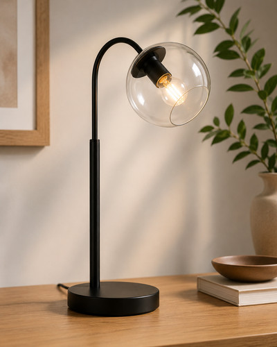 Black glass table lamp - black,