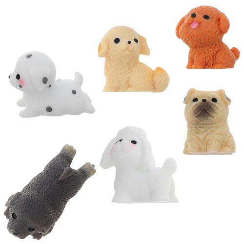 6pcs mini resin puppy - resin, statues