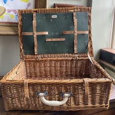 Woven Wicker Picnic Basket Hamper Vintage Large Brown Honey  Sirran