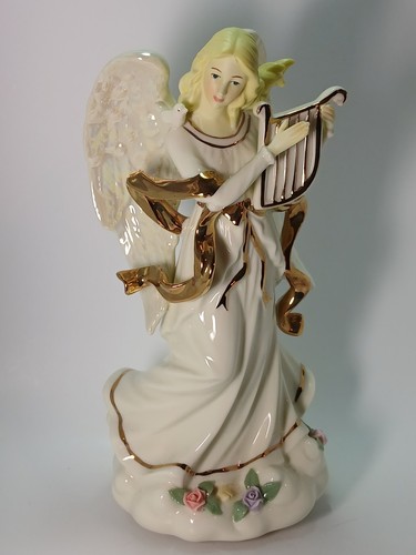 Porcelain angel harp - angel,