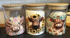 Highland Cow Tea Coffee Sugar Kitchen Canister Set