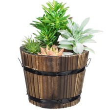  3 Count Solid Wood Succulent Flower Pot Planter Tonneaux Decoratif