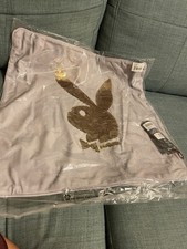 Playboy Live Your Dream Sequin Gold Bunny Sofa Scatter Cushion Cover Silver Grey