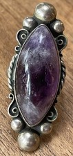Vintage Purple Amethyst Gemstone 925 Sterling Silver Bohemian Ring VTG