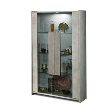 Sole Italian High Gloss Grey 2 Door Display Cabinet With Led Light H2O Design