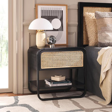 Yunis Black Rattan Nightstand