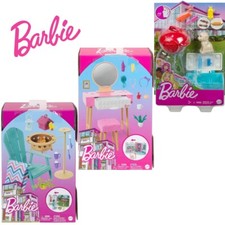 Barbie Furniture Playset Accessories – Garden Set / Make-Up Table – Mattel - New
