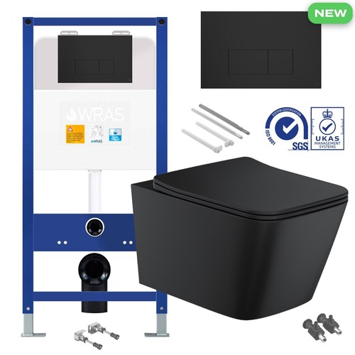 Black wall hung toilet - black,