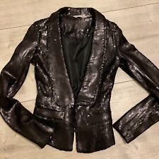 Vintage sequinned Womens  fitted jacket tuxedo style black Size UK.6