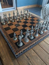 Vintage Italfama Italian leather chess set and board