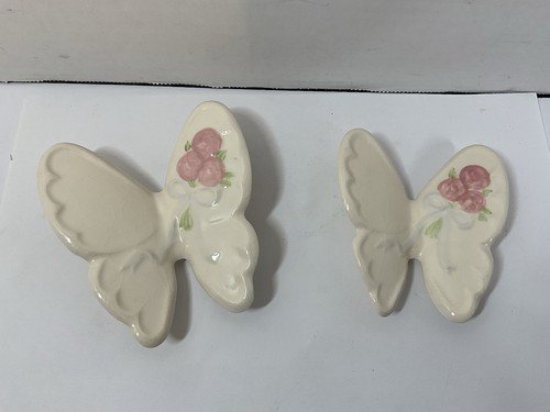 Vintage pair white butterfly - pair,