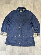 Barbour Beadnell Mac Jacket Women’s Size 12 Navy Check Lining – Classic Heritage