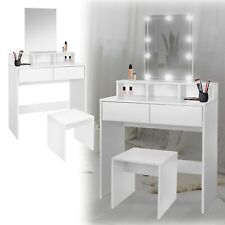 Table de maquillage coiffeuse avec compartiments miroir avec / sans LED+tabouret