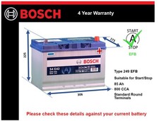 EFB Battery fits LEXUS IS200d IS250 LS600h RX300 SC400 LFA 1991 on Bosch 249 EFB