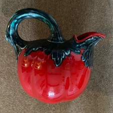 Vintage Majolica Ceramic Tomato, Squash Water Pitcher Jug