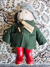 Vintage 1974 Paddington Bear Gabrielle Designs Mohair Fur 18" Tall Green Jacket