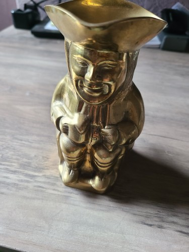 Solid brass toby jug seated - ,