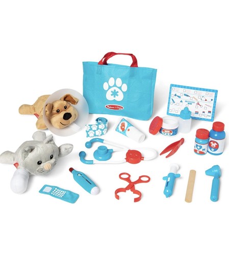 Examine treat pet vet - examine, play