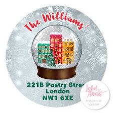 PERSONALISED Christmas Snow Globe Xmas Gift Business Address Sticker Labels
