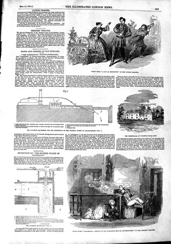 Old antique print 1851 lyceum - antique,