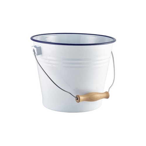 Enamel bucket white with blue - with,