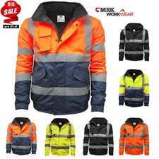 Hi Vis Viz Bomber Jacket High Visibility Waterproof Coat Safety Work Security