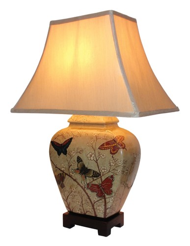 Cream ceramic lamp oriental - cream,
